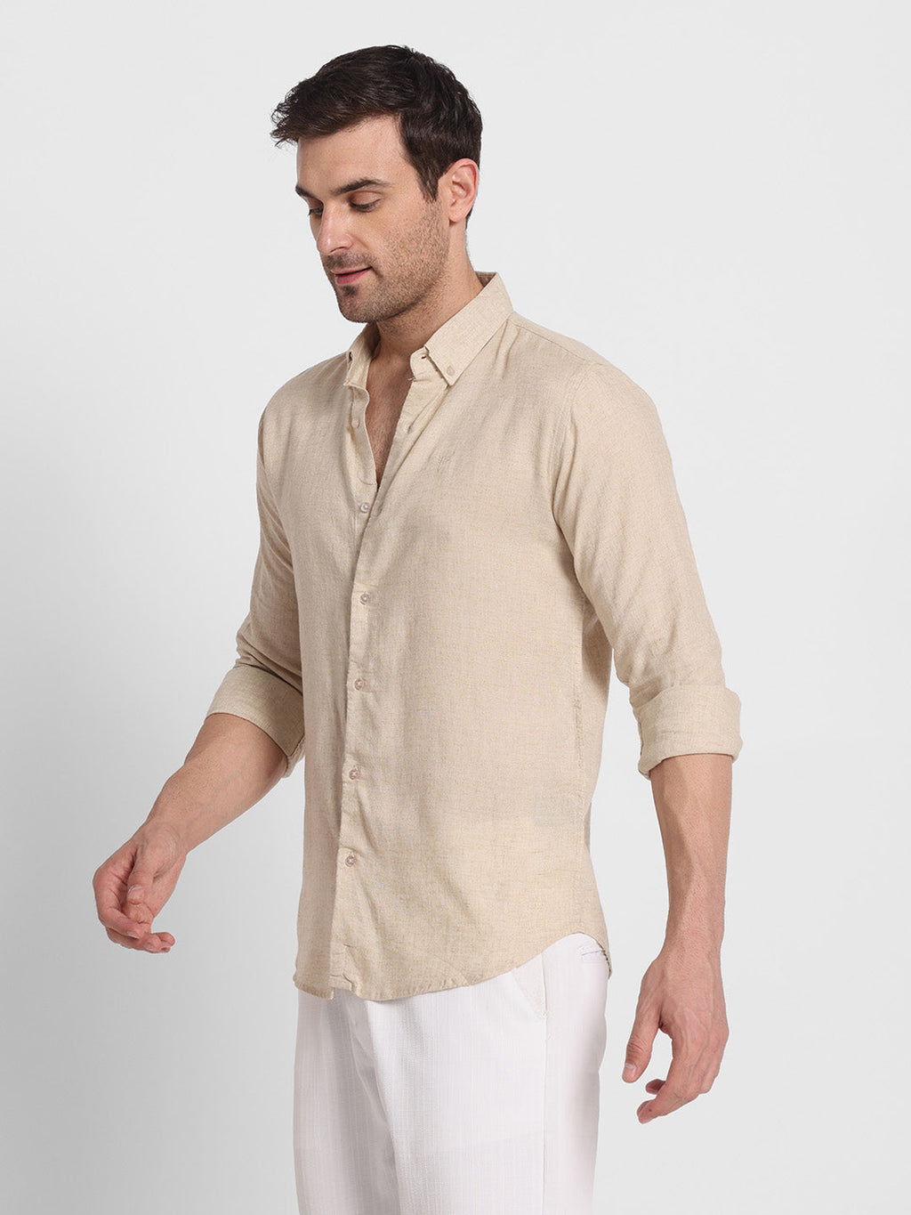 Beige Linen Shirt For Men