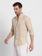 Beige Linen Shirt For Men