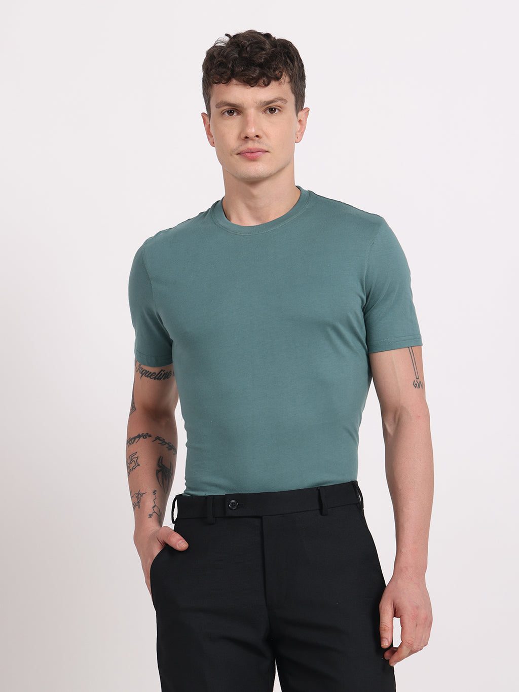 Cyan Round Neck T-Shirt