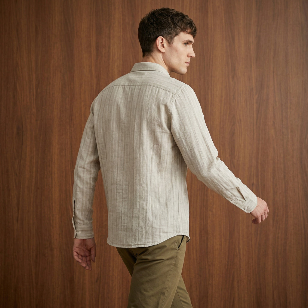 Linen Khadi Mandarin Collar Shirt