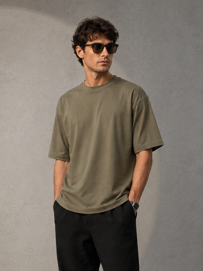 Interlock Sage Green Over size t-shirt (Cotton)