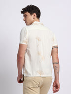White Viscose Embroidered Half shirt
