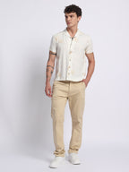 White Viscose Embroidered Half shirt