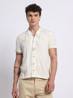 White Viscose Embroidered Half shirt
