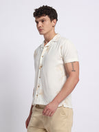 White Viscose Embroidered Half shirt