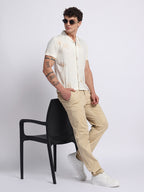 White Viscose Embroidered Half shirt