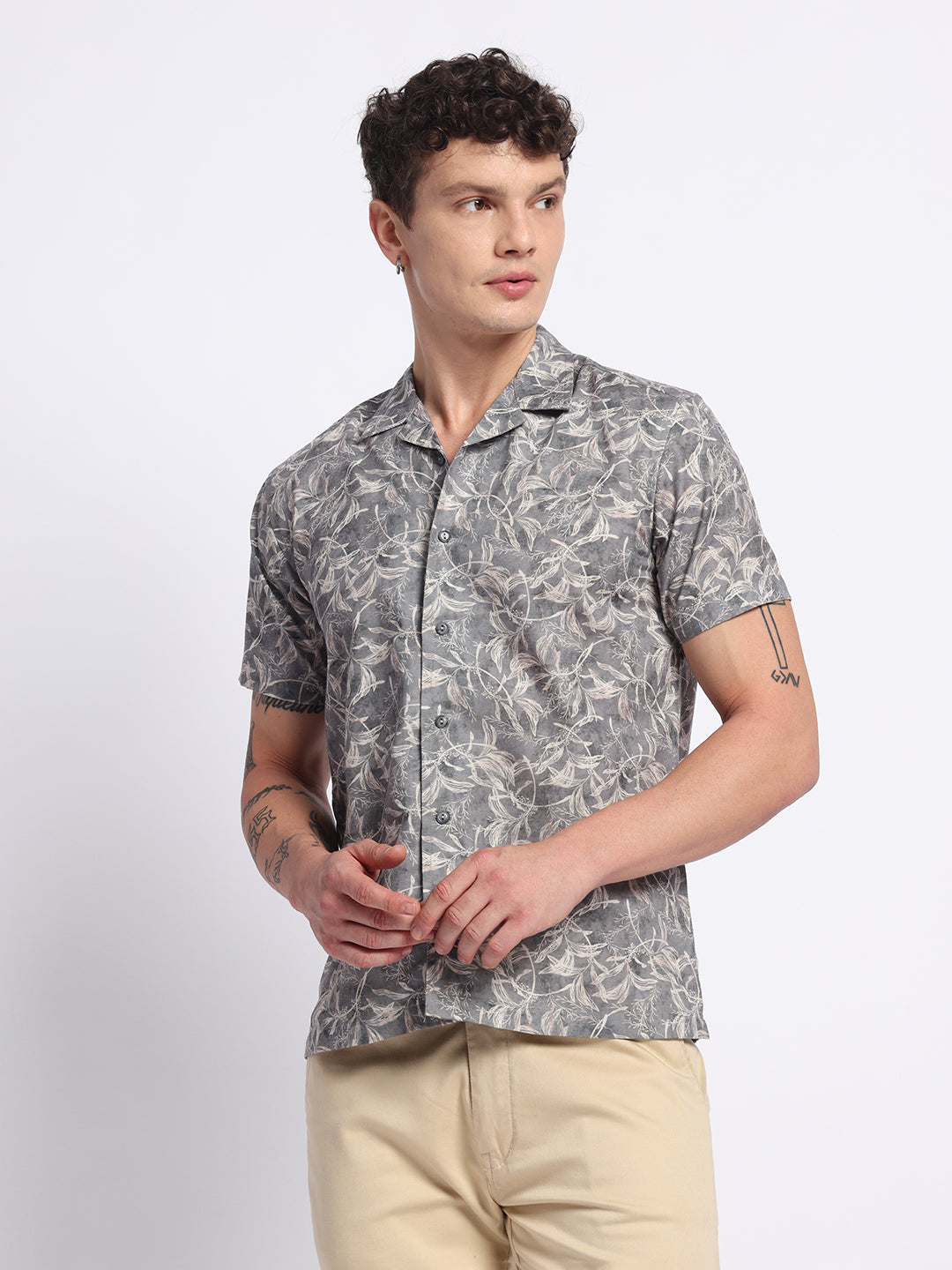 Sage Green Half linen cotton shirt