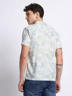 Green Printed Half Shirt For Men
