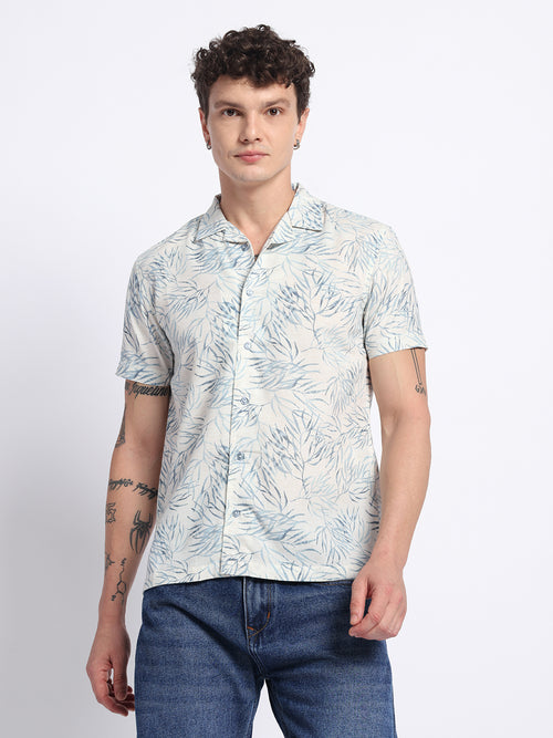 Blue Half linen cotton shirt