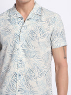 Blue Half linen cotton shirt