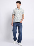 Blue Half linen cotton shirt
