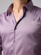Lavender Formal Satin Shirt For Men