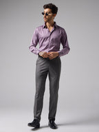 Lavender Formal Satin Shirt For Men