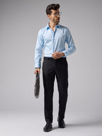 Powder Blue Formal Satin Shirt For Men