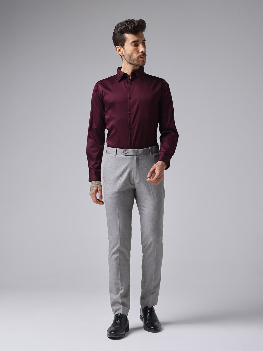 Maroon Formal Satin Shirt For Men