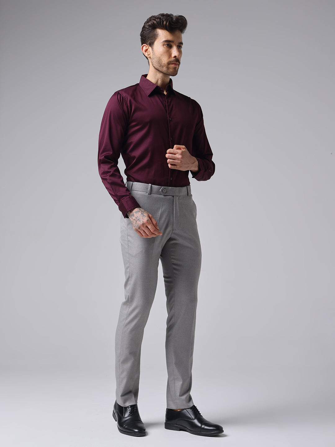 Maroon Sateen Shirt