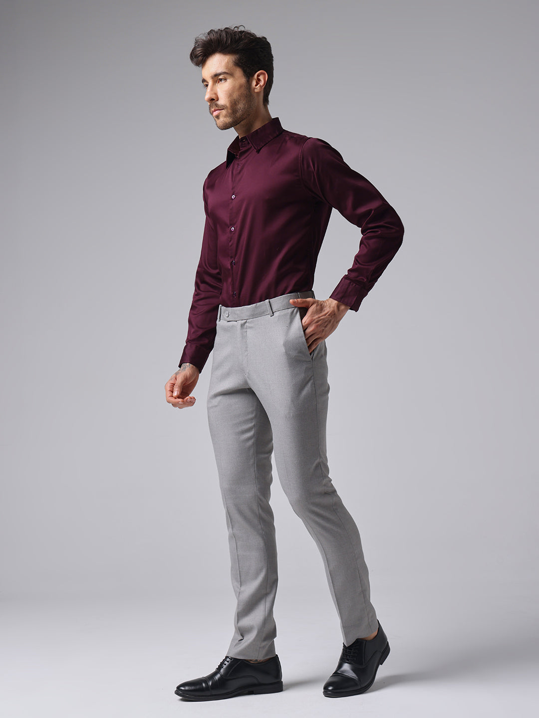 Maroon Sateen Shirt