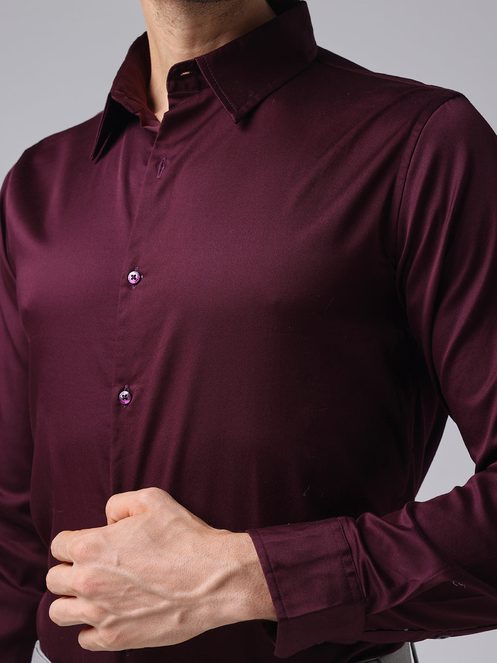 Maroon Sateen Shirt