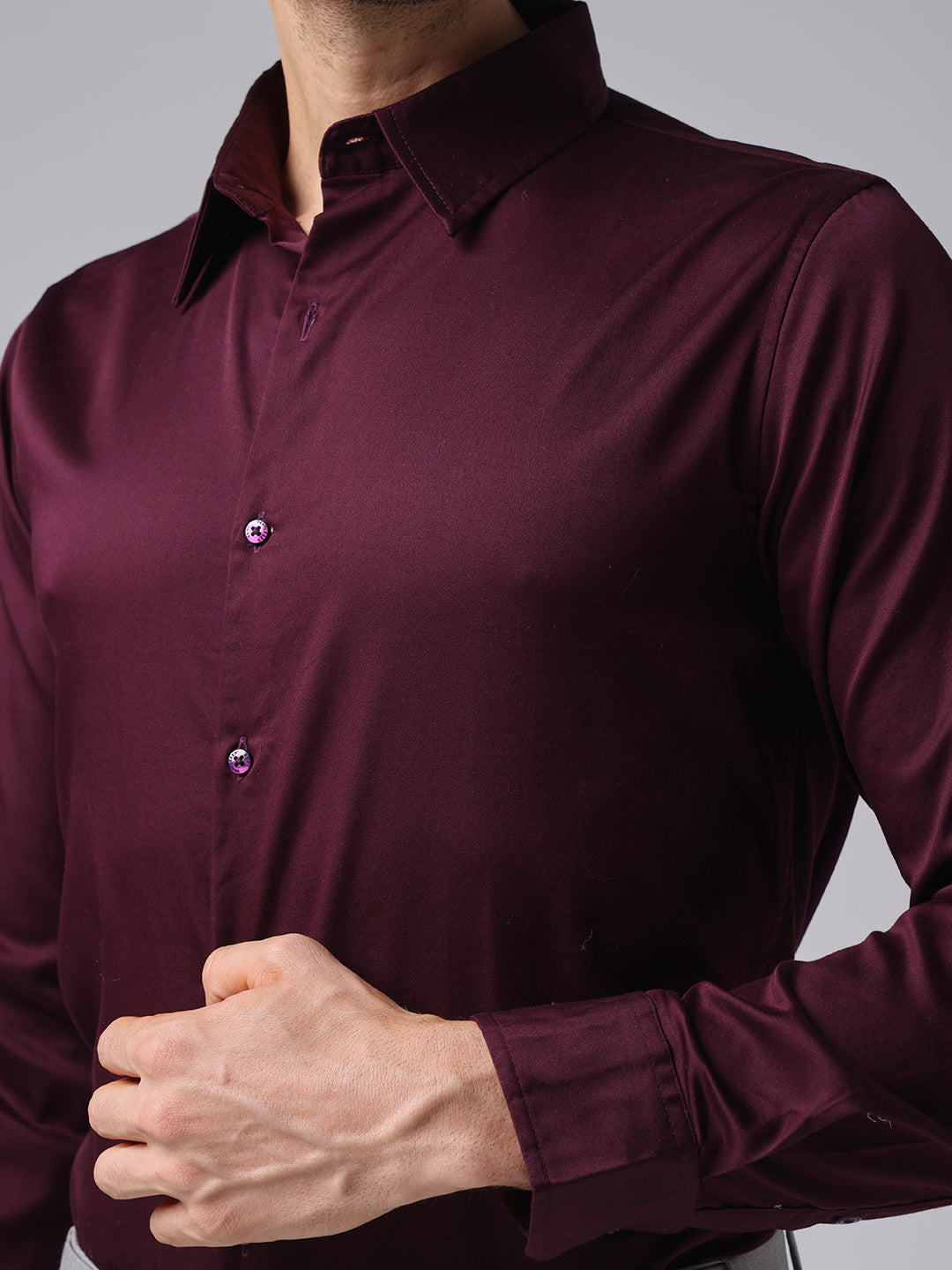 Maroon Sateen Shirt