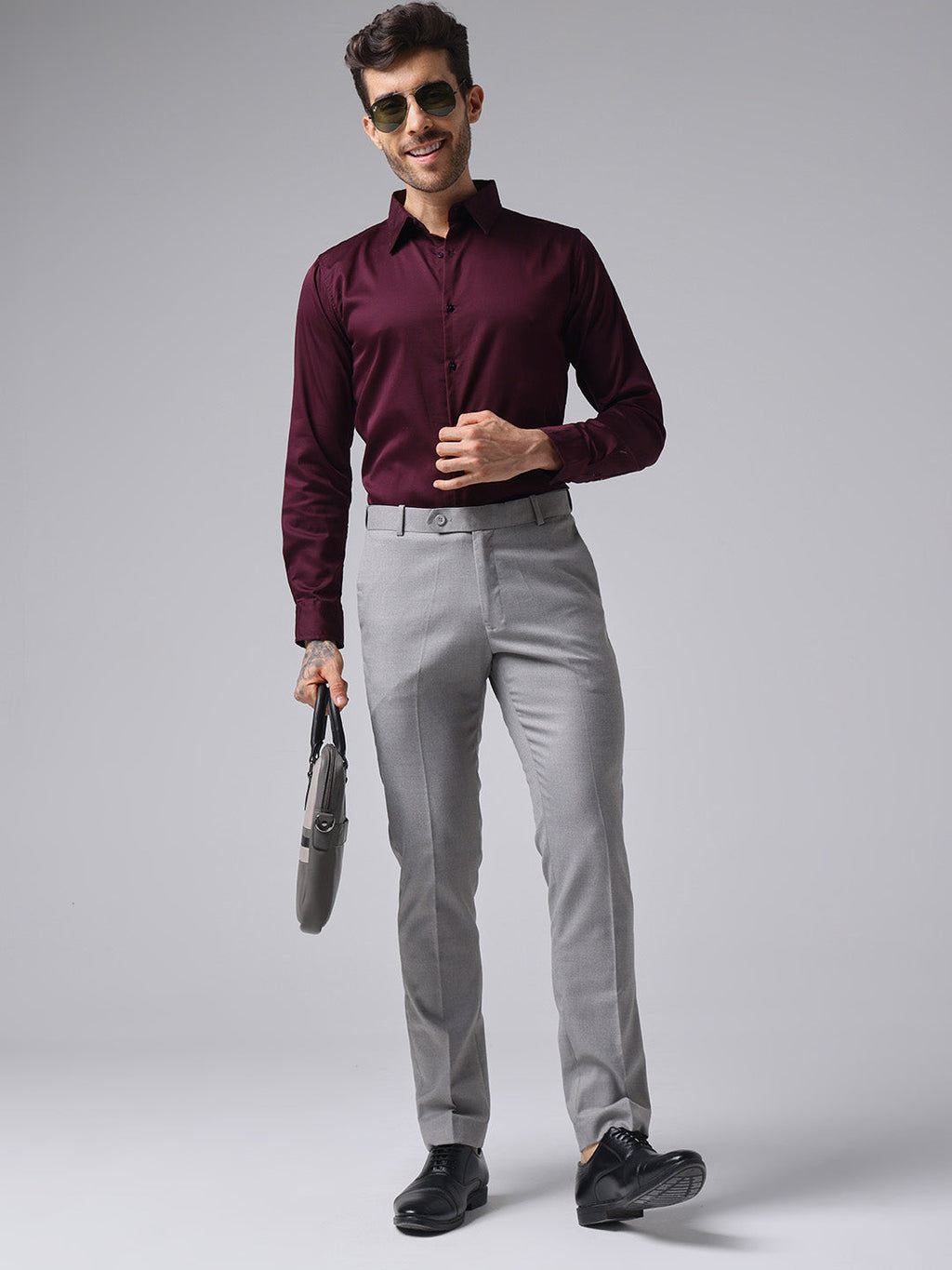 Maroon Formal Satin Shirt For Men