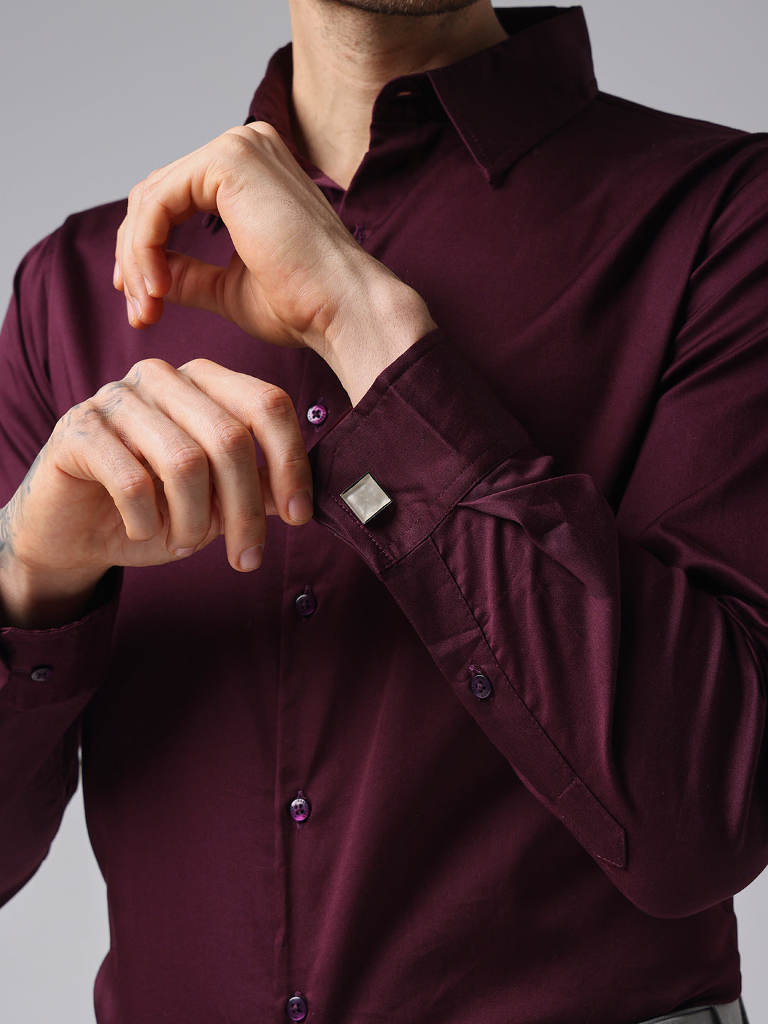 Maroon Sateen Shirt