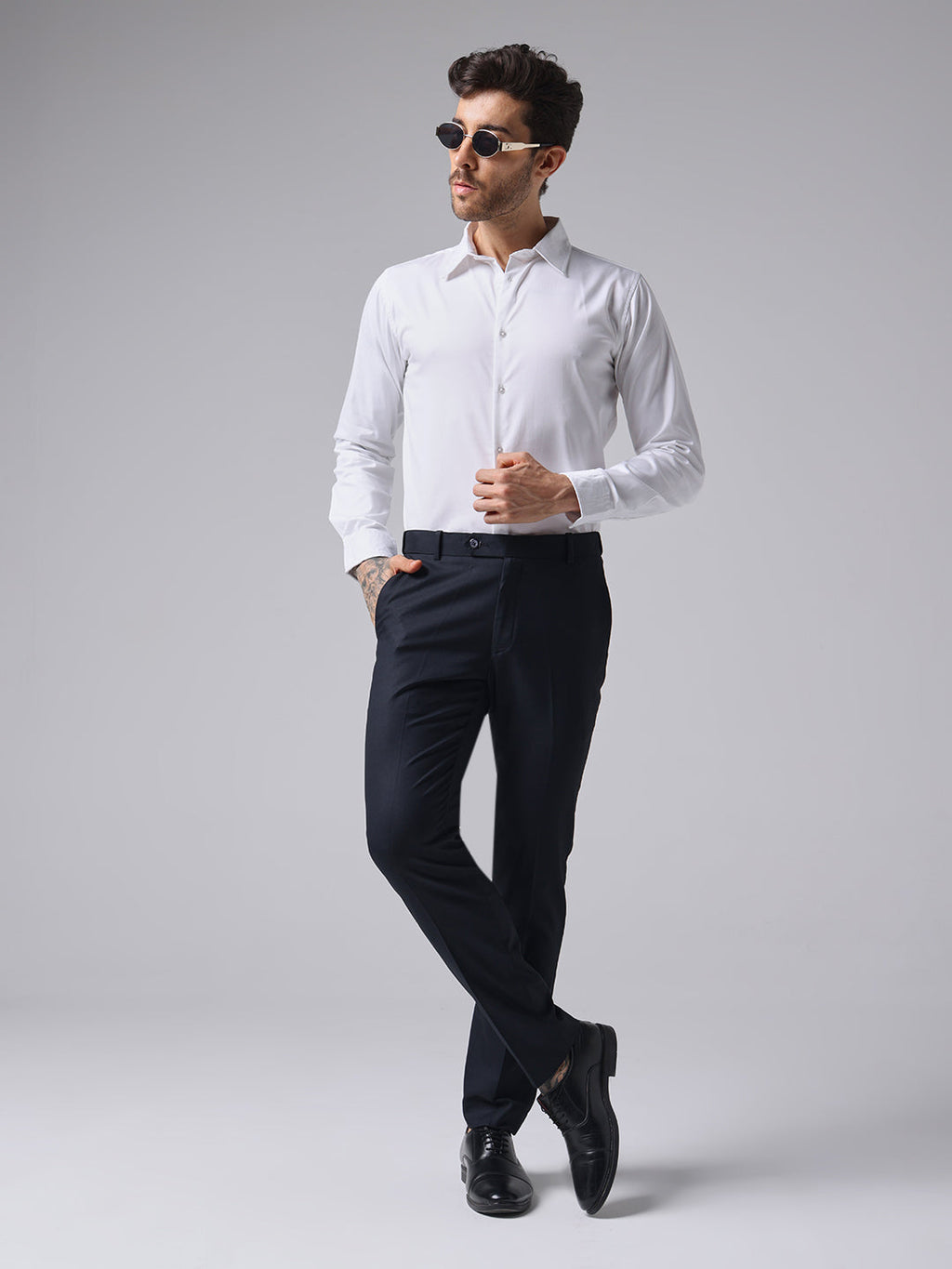 White Formal Satin Shirt For Men