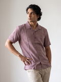 Pink Self Design Half Shirt