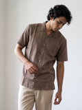 Grey Self Design Half Shirt