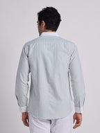 Gentleren Men’s Cotton Oxford Stripe Semi-Formal Shirt with Convertible Contrast Cuffs & Contrast Collar
