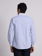 Gentleren Men’s Cotton Oxford Stripe Semi-Formal Shirt with Convertible Contrast Cuffs & Contrast Collar