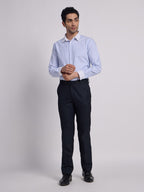 Gentleren Men’s Cotton Oxford Stripe Semi-Formal Shirt with Convertible Contrast Cuffs & Contrast Collar
