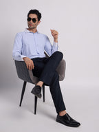 Gentleren Men’s Cotton Oxford Stripe Semi-Formal Shirt with Convertible Contrast Cuffs & Contrast Collar