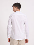 White Linen Mandarin Collar Shirt