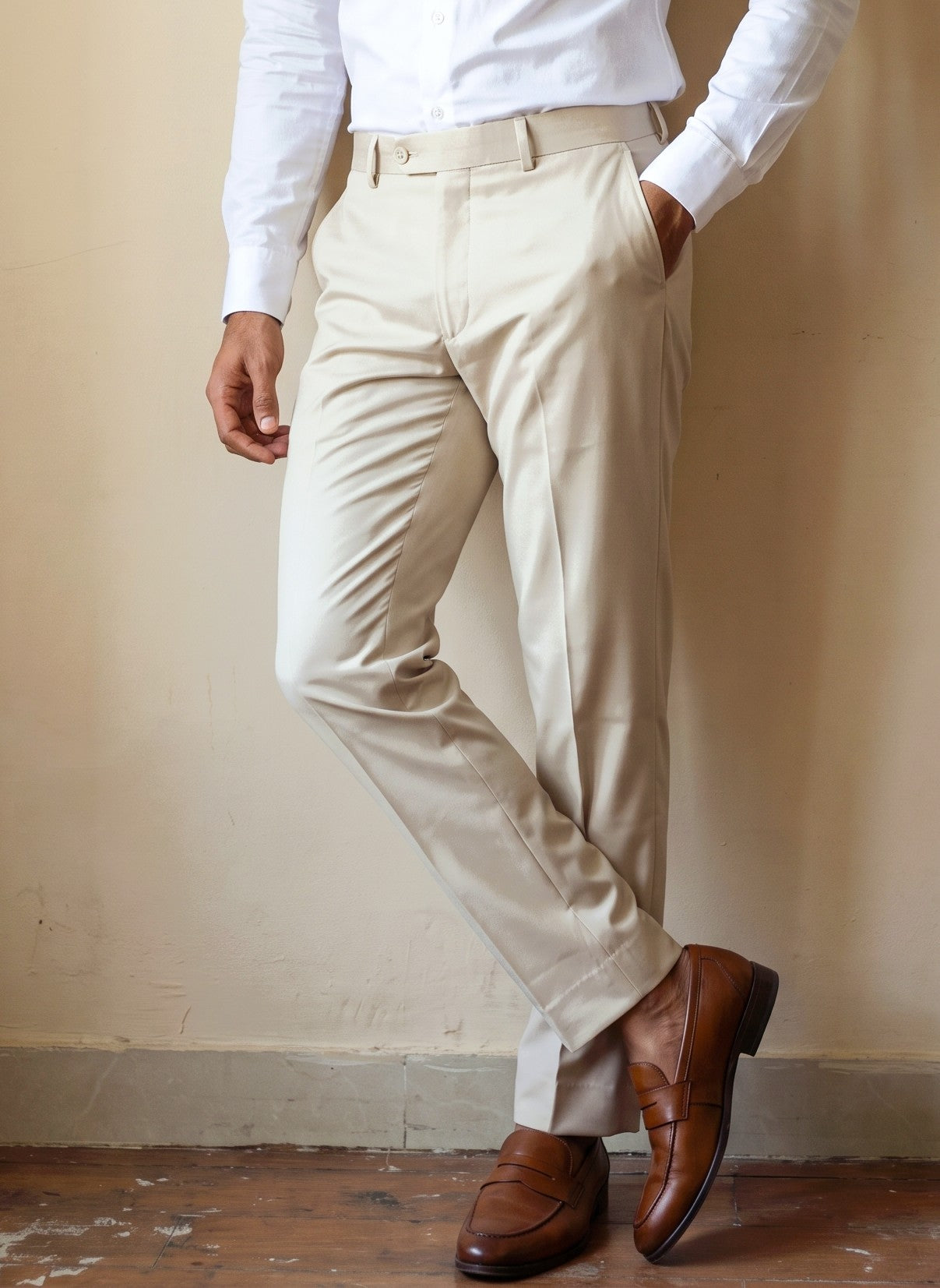 Beige Flexi Formal Pant