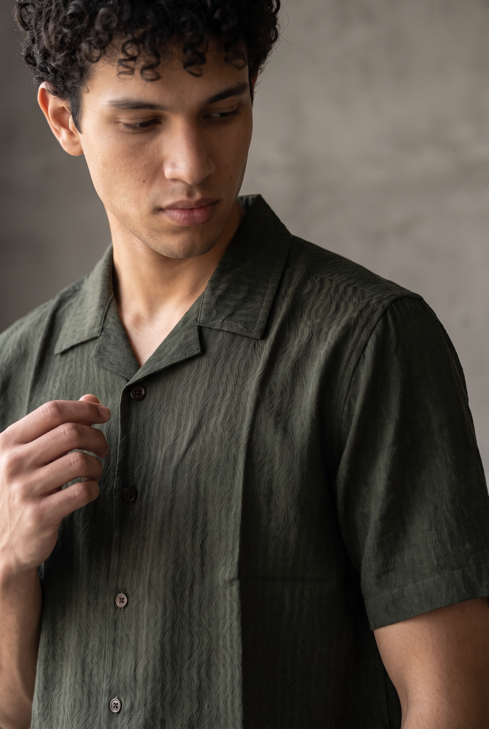 Green Self Design Half Shirt