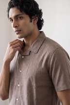 Grey Self Design Half Shirt