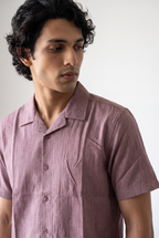 Pink Self Design Half Shirt