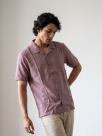 Pink Self Design Half Shirt