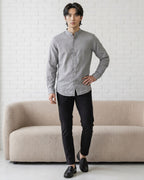 Linen Mandarin Collar Shirt