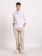 Linen Mandarin Collar Shirt