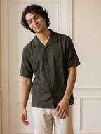 Green Self Design Half Shirt