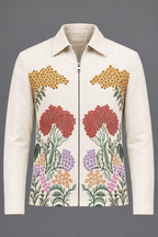 Mens white Velvet Embroidered Bomber Jacket with Pant.