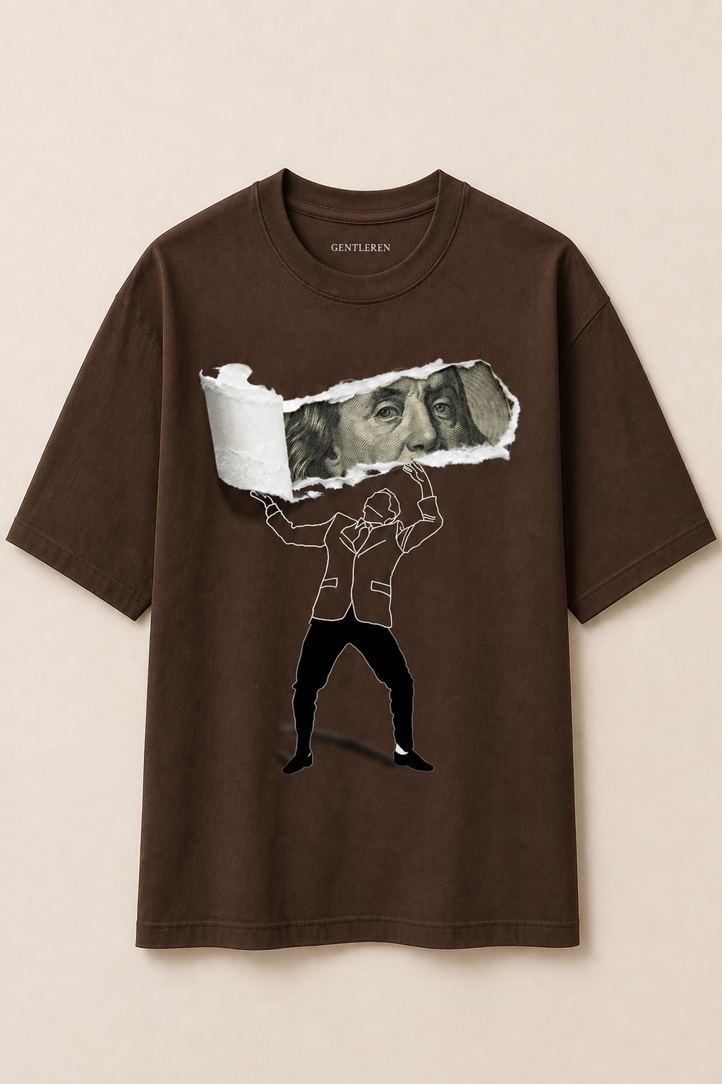 Money Oversize Brown T-shirt (Cotton)