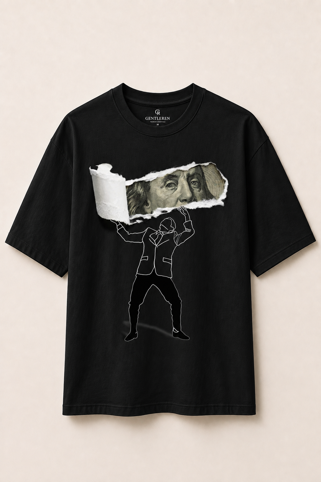 Money Oversize Black T-shirt (Cotton)