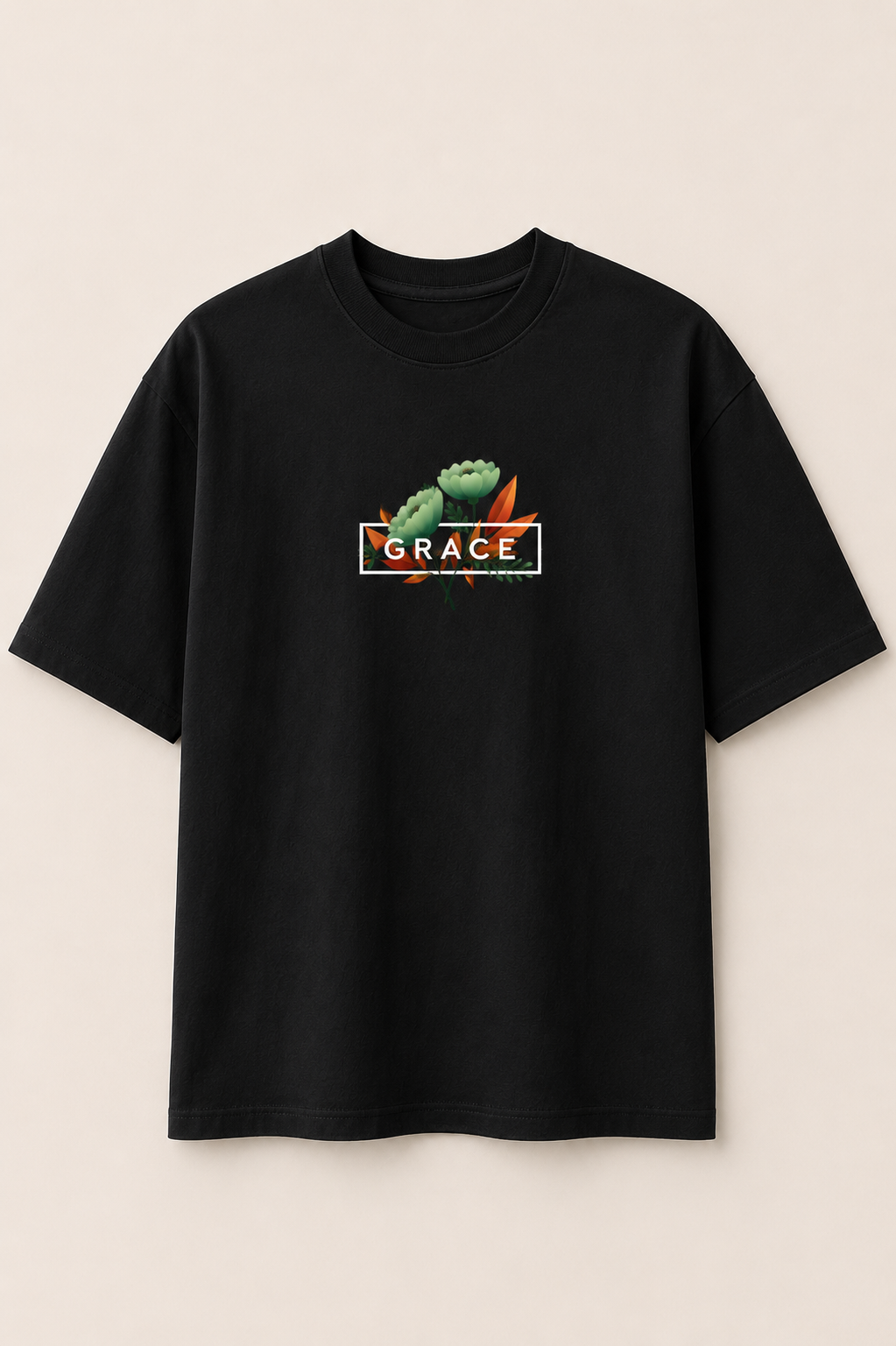 Grace Oversize Black T-shirt (Cotton)