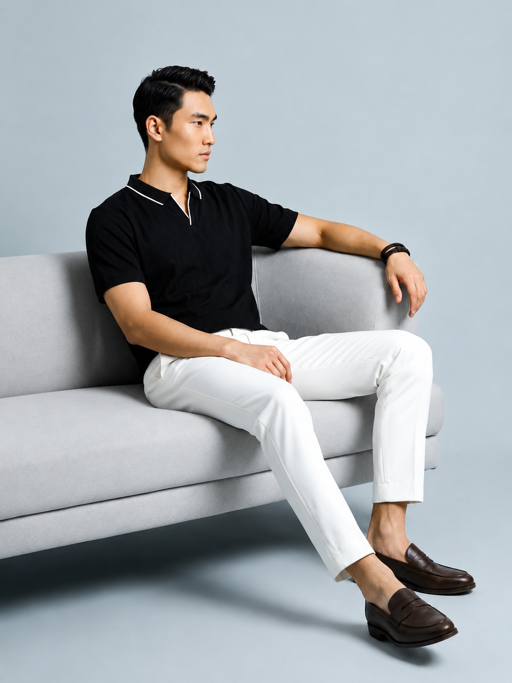 Black Tipping Collar Polo Slim Fit T-Shirt