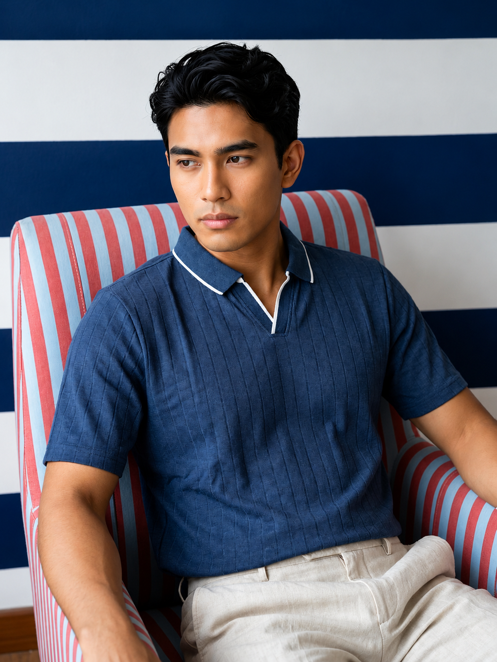 Teal Blue Tipping Collar Polo Slim Fit T-Shirt