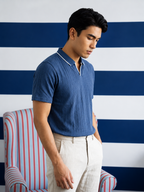 Teal Blue Tipping Collar Polo Slim Fit T-Shirt