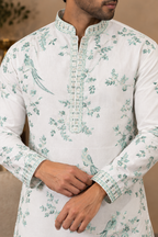 Graceful White Viscose Silk Kurta for Mens Wear