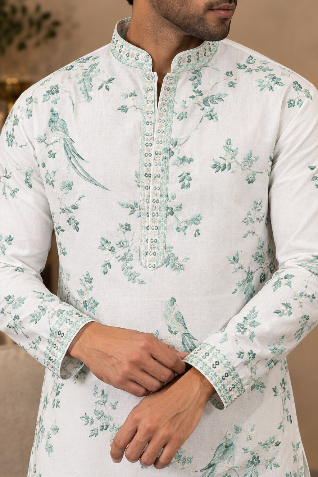 Graceful White Viscose Silk Kurta for Mens Wear